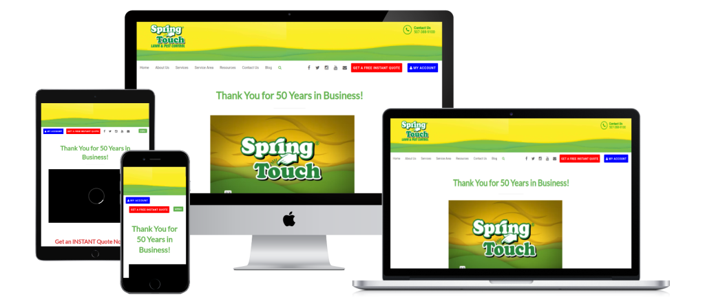 springtouchlawn.com screenshots shown on responsive device sizes