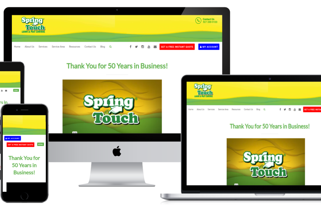 springtouchlawn.com screenshots shown on responsive device sizes