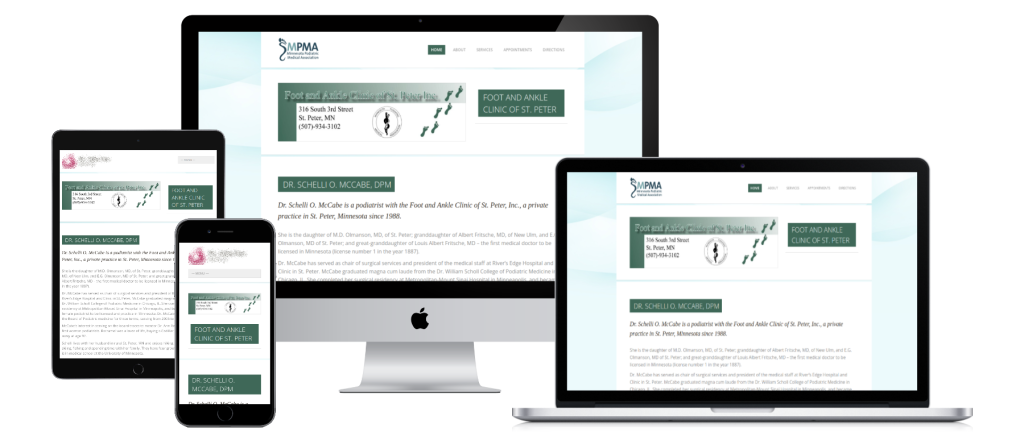 footandankle-stpeter.com screenshots shown on responsive device sizes