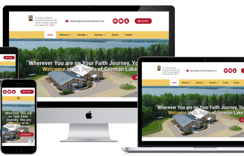 stpaulsgl.org screenshots shown on responsive device sizes